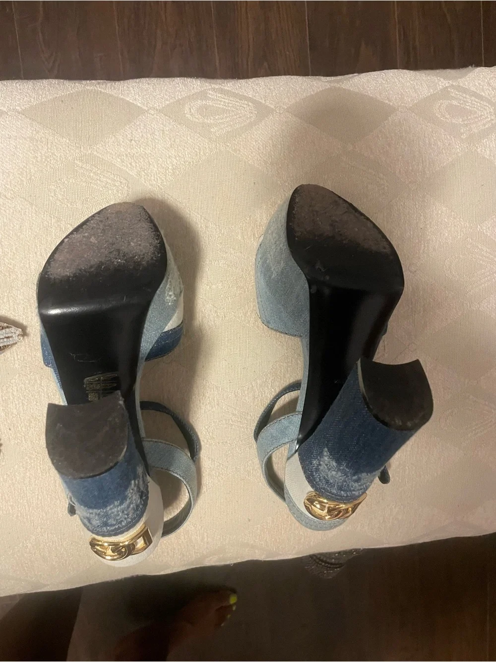 Dolce & Gabbana Two-Tone Denim Platform Sandals in Light and Dark Blue